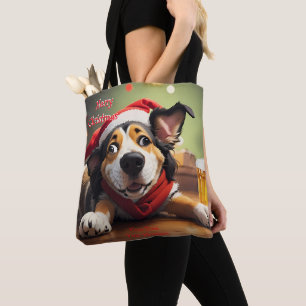Funny Festive Sac fourre-tout de chien de Noël