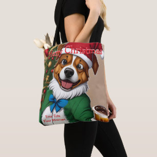 Funny Festive Sac fourre-tout de chien de Noël