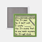 Funny Fiction Writer antwoordblad Drink Magneet (Voorkant / Achterkant)