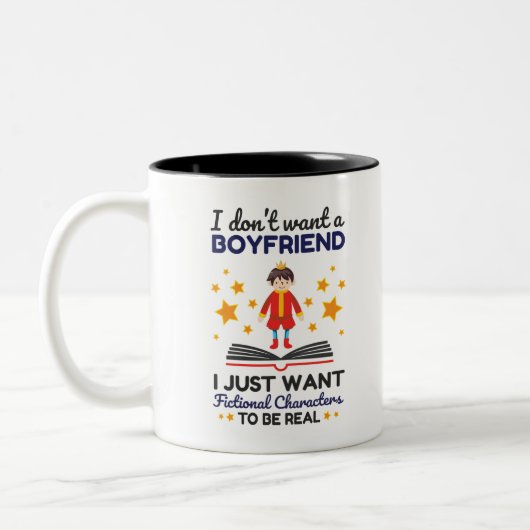 Funny Fictional Character Lover Book Reader Tweekleurige Koffiemok (Links)