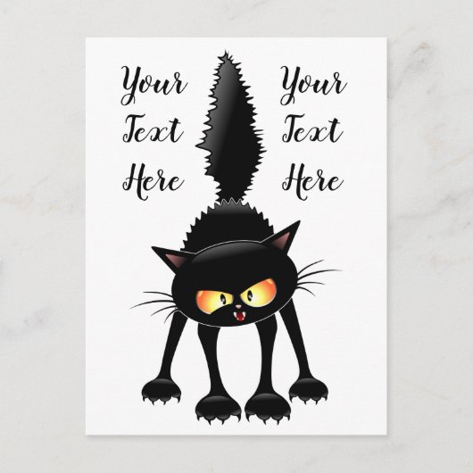 Funny Fierce Black Cat Cartoon Briefkaart (Voorkant)
