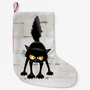 Funny Fierce Black Cat Cartoon Kleine Kerstsok