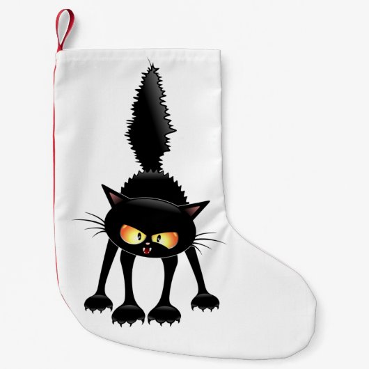 Funny Fierce Black Cat Cartoon Kleine Kerstsok (Voorkant)