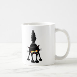 Funny Fierce Black Cat Cartoon Koffiemok