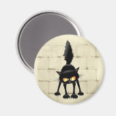 Funny Fierce Black Cat Cartoon Magneet (Voorkant / Achterkant)