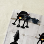 Funny Fierce Black Cat Cartoon  Strandlaken (In situ)