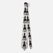 Funny Fierce Black Cat Cartoon Stropdas (Voorkant)