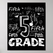 Funny Fifth Grade Doodle Tygraphy Birthday Design  Poster (Voorkant)