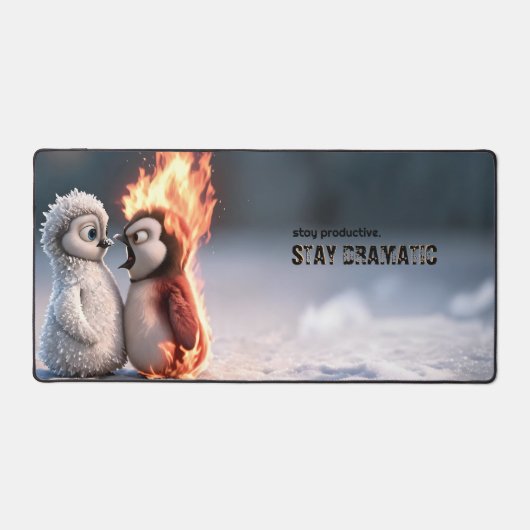 Funny Fire and Ice Penguin Mouse Pad (Voorkant)
