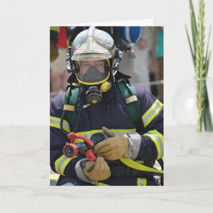 FUNNY FIREFIGHTER SUR LA CARTE D'ANNIVERSAIRE DE L