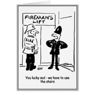 Funny Fireman Firefighter en Policeman Cartoon