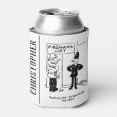 Funny Fireman Firefighter en Policeman Cartoon Blikjeskoeler (Blikje Voorkant)