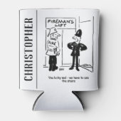 Funny Fireman Firefighter en Policeman Cartoon Blikjeskoeler (Voorkant)