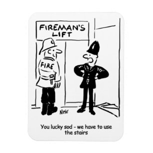 Funny Fireman Firefighter en Policeman Cartoon Magneet