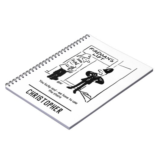 Funny Fireman Firefighter en Policeman Cartoon Notitieboek (Linkerzijde)