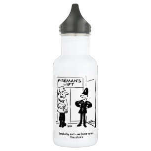 Funny Fireman Firefighter en Policeman Cartoon St. Waterfles