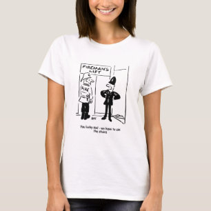 Funny Fireman Firefighter en Policeman Cartoon T-shirt