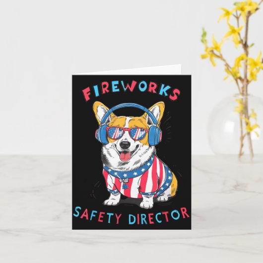 Funny Fireworks Safety Director Dog Technician Exp Kaart (Gele Bloem)