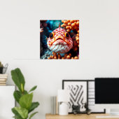 Funny Fish and Coral Close  Poster (Thuiskantoor)