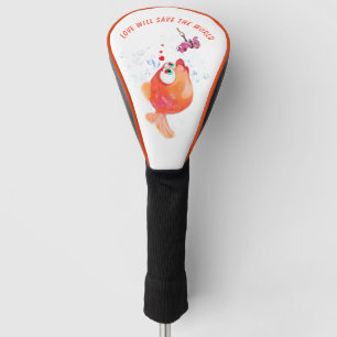 Funny Fish and Worm Love Romantic Cartoon Drawing Golfheadcover