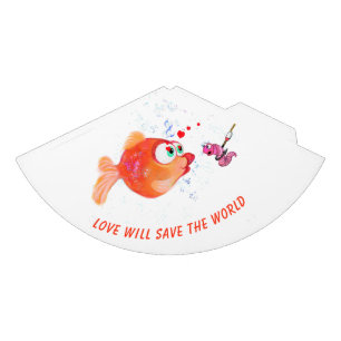 Funny Fish and Worm Romantic Cartoon Party Pet Feesthoedjes