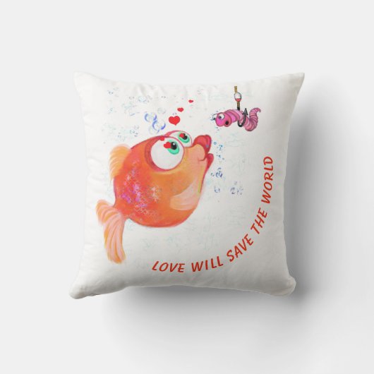 Funny Fish and Worm Sierkussen - Aangepaste tekst (Achterkant)