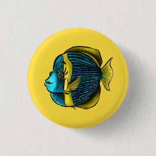 Funny fish Aquatic Marine under the Zee Kinder Ronde Button 3,2 Cm
