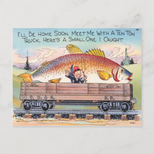 Funny Fish Briefkaart Fisherman Vist Cartoon
