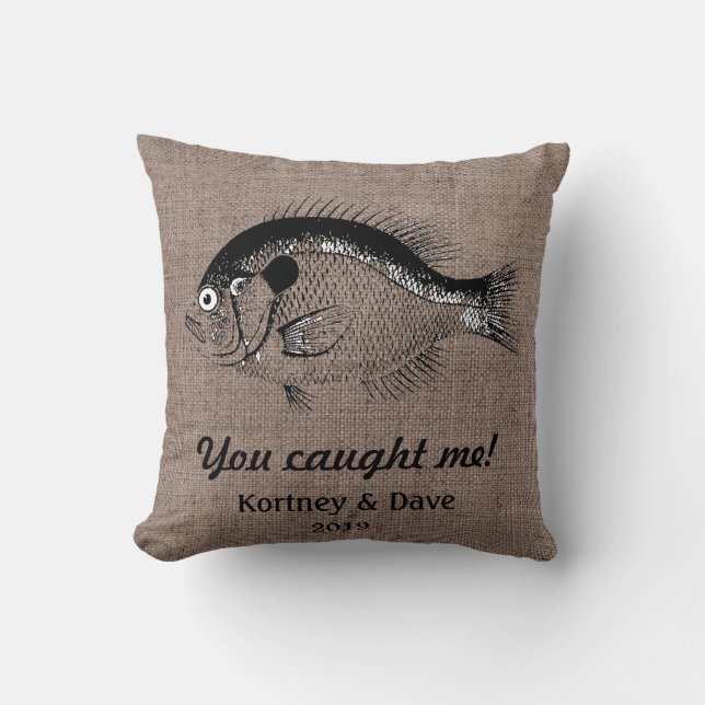 Funny Fish Burlap Beach Bum Back Indoor Pill Kussen (Voorkant)