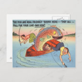 Funny Fish Fisherman Briefkaart Vist Cartoon (Voorkant / Achterkant)