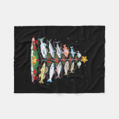 Funny Fish Fishing Rod Christmas Tree Lights Fleece Deken (Voorkant (Horizontaal))