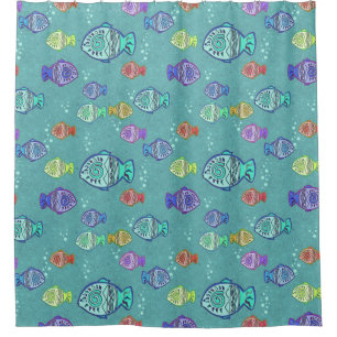Funny FISH patroon gekleurd + jouw ideeën Douchegordijn