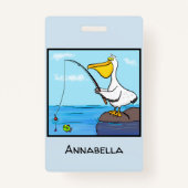 Funny fish pelican cartoon badge (Achterkant)