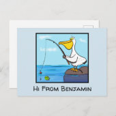 Funny fish pelican cartoon briefkaart (Voorkant / Achterkant)