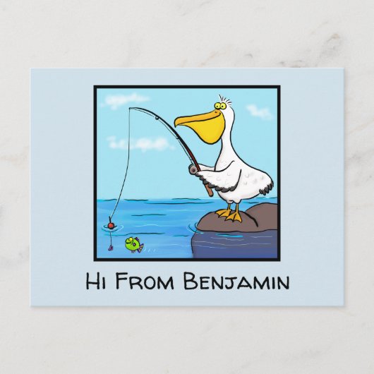 Funny fish pelican cartoon briefkaart (Voorkant)