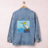 Funny fish pelican cartoon denim jacket (Hangar)
