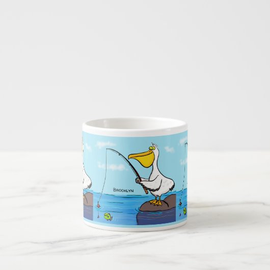 Funny fish pelican cartoon espresso kop (Voorkant)