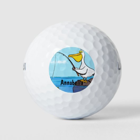 Funny fish pelican cartoon golfballen (Voorkant)