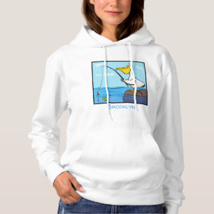 Funny fish pelican cartoon hoodie