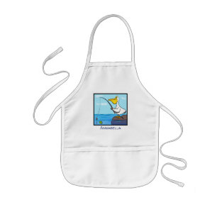 Funny fish pelican cartoon kinder schort