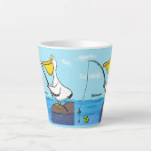 Funny fish pelican cartoon latte mok (Voorkant)