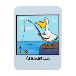 Funny fish pelican cartoon magneet
