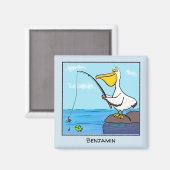Funny fish pelican cartoon magneet (Voorkant / Achterkant)