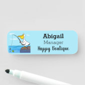 Funny fish pelican cartoon naamplaatje (In situ)