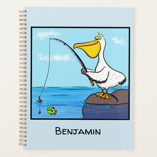 Funny fish pelican cartoon planner (Voorkant)