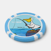 Funny fish pelican cartoon poker chips (Enkel)