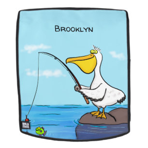 Funny fish pelican cartoon rugtassen