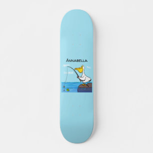 Funny fish pelican cartoon skateboard