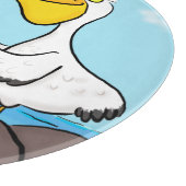 Funny fish pelican cartoon snijplank (Hoek)