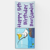 Funny fish pelican cartoon spandoek (Verticaal)